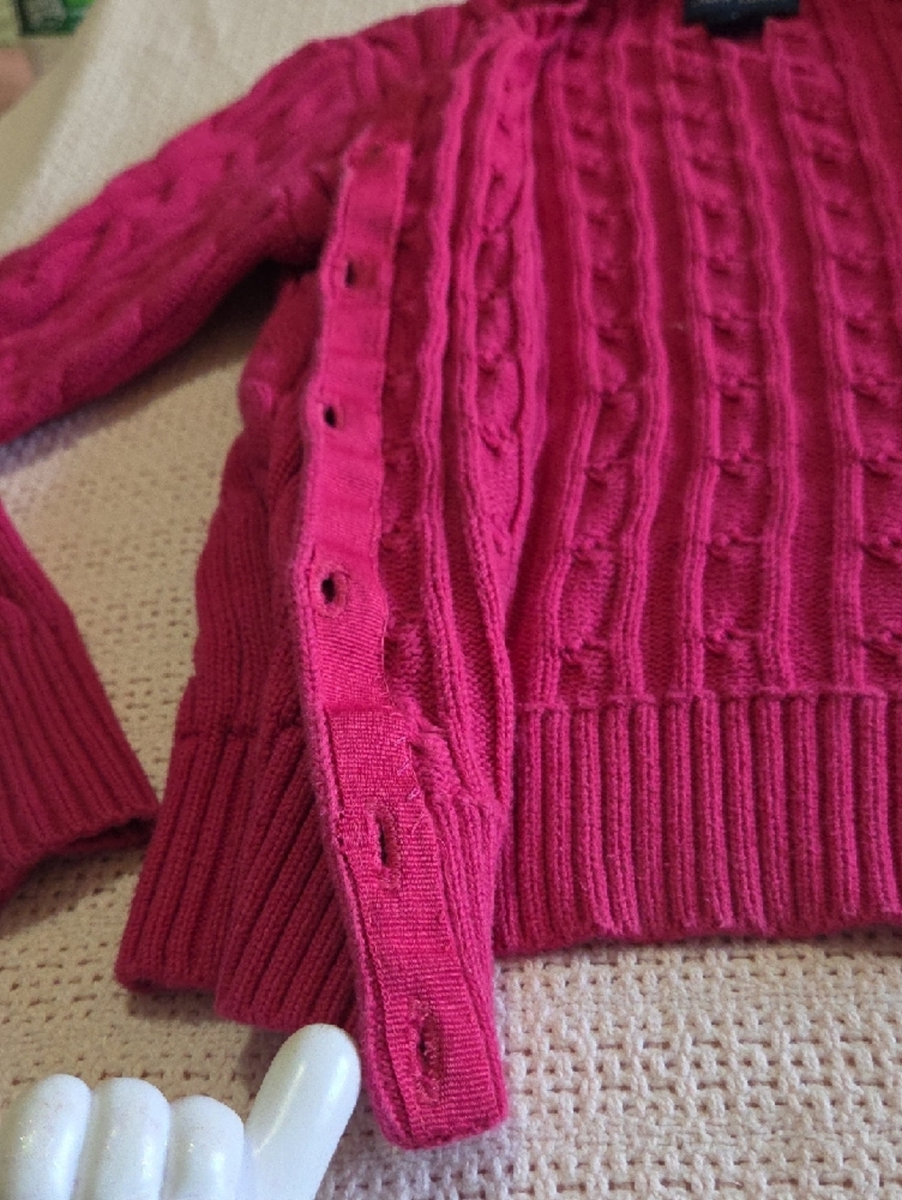 Ralph Lauren Girls Hot Pink Cable Knit Cardigan Sweater Size M 8-10 - Picture 13 of 16